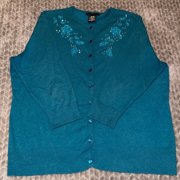Apostrophe 3/4 Sleeve Button Down Cardigan. Mohair Blend. Size 16-18. - Picture 4 of 8